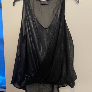 ASTR Black Sheer Tank With Metallic Shimmer
